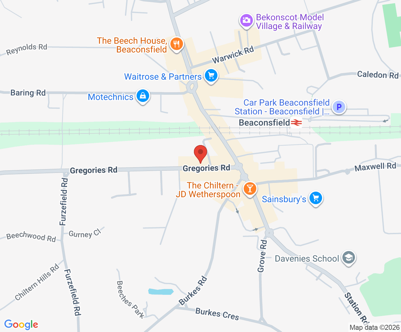 Map showing Arnold Funeral Service Beaconsfield office